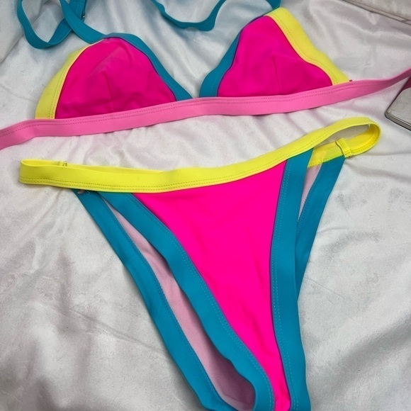 Neon Multicolored Small 2 Piece Bikini - Picture 4 of 8